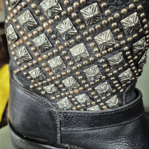 Studded Black Leather Ankle Boots - Picture 5 of 9